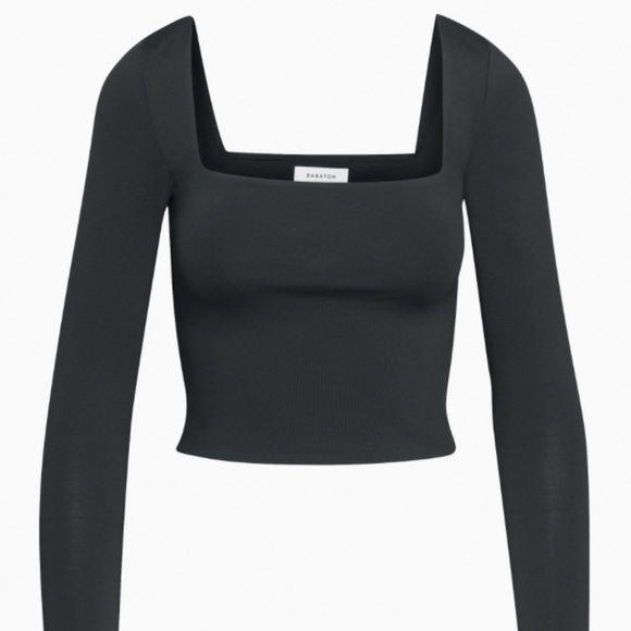 NWT Aritzia Babaton Square Neck Long Sleeve Contour Top Sz XXS - Picture 2 of 2